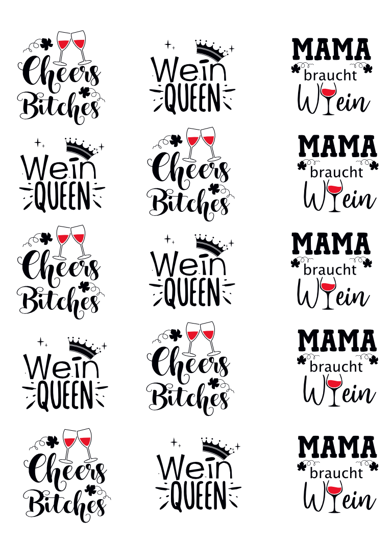 Gartenfackel Wein 4 Mama braucht Wein, Wein Queen, Cheers Bitches