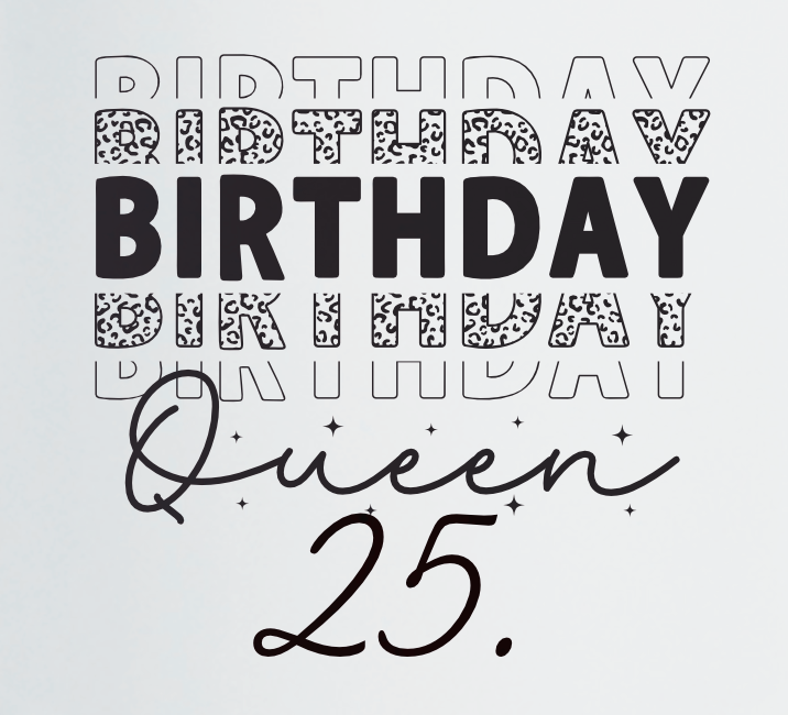 Tasse Birthday Queen schwarz weiß Geburtstagszahl wählbar