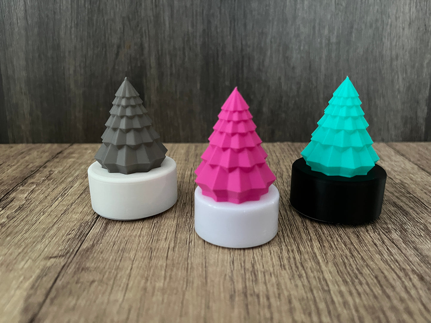 Mini Weihnachtsbaum Teelicht Tanne 3D gedruckt Tannenbäume Weihnachtsbäume LED einzeln Set farbig bunt