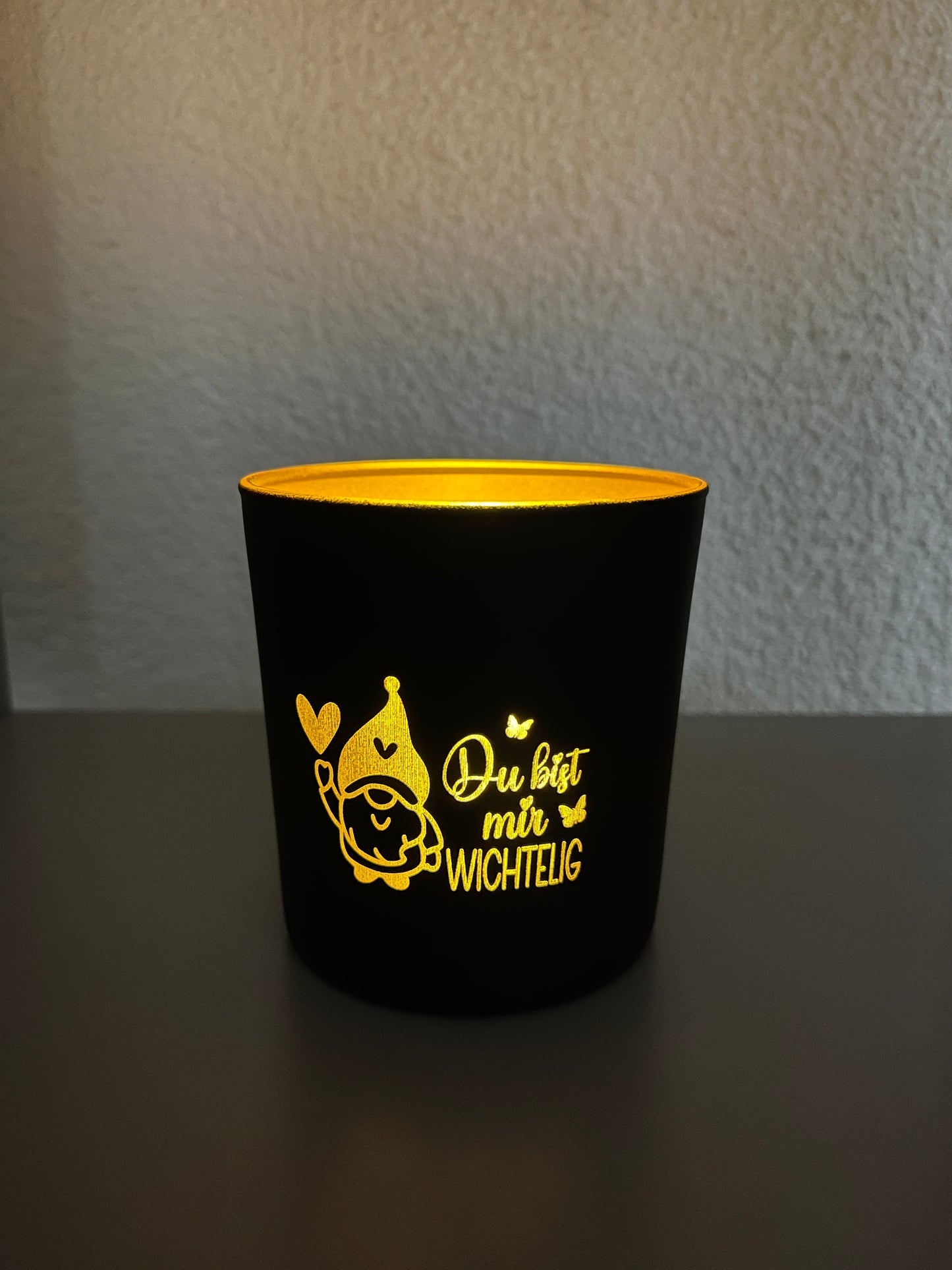 Windlicht Du bist mir wichtelig Kristallglas Geschenk