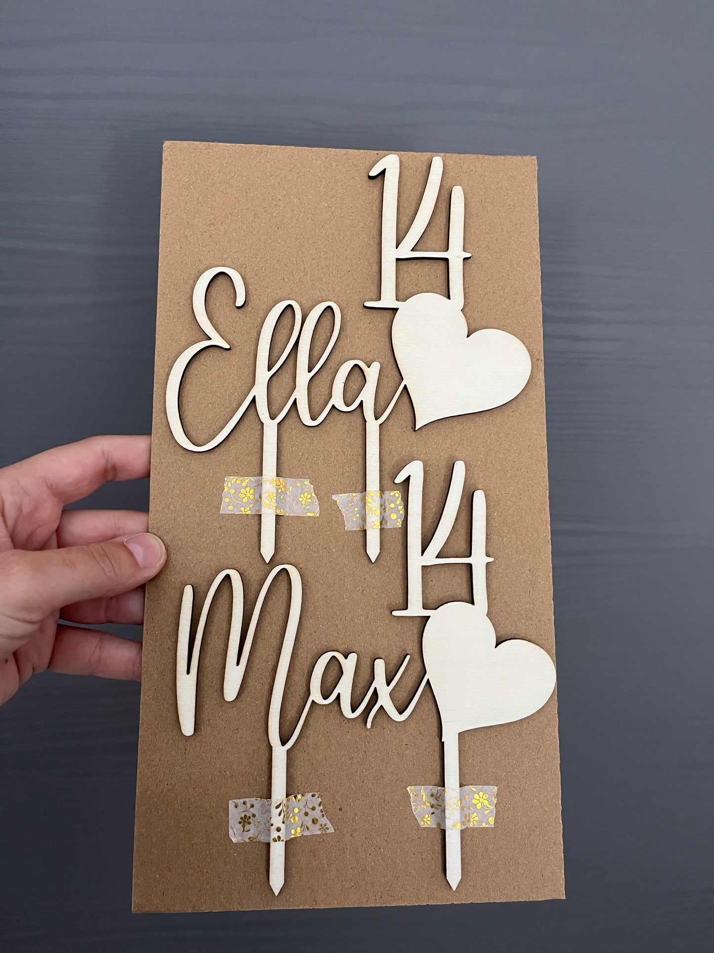 Cake Topper Name, Herz und Alter