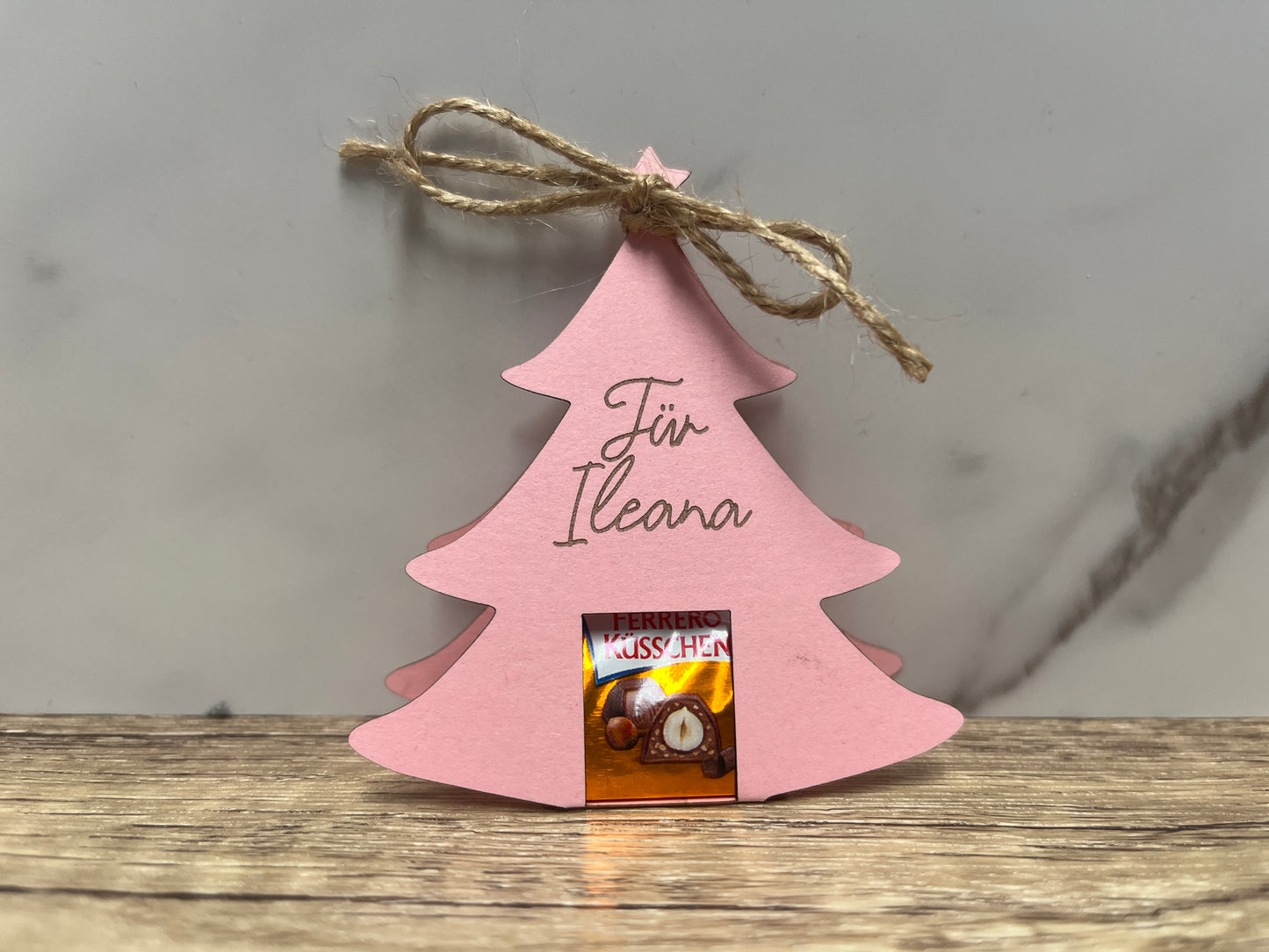 Tannenbaum Schokoladenhalter Frohe Weihnachten Wunschtext Individuell Farbwahl