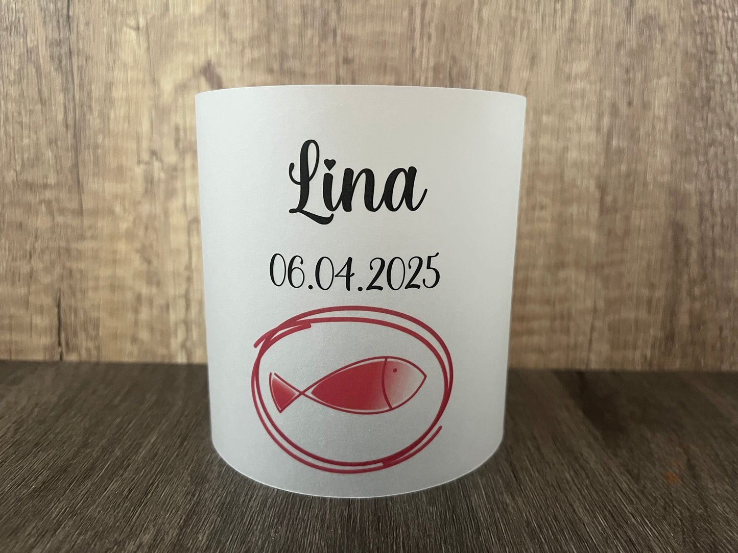 6 x Windlichter Fisch klein - individualisiert mit Namen und Datum