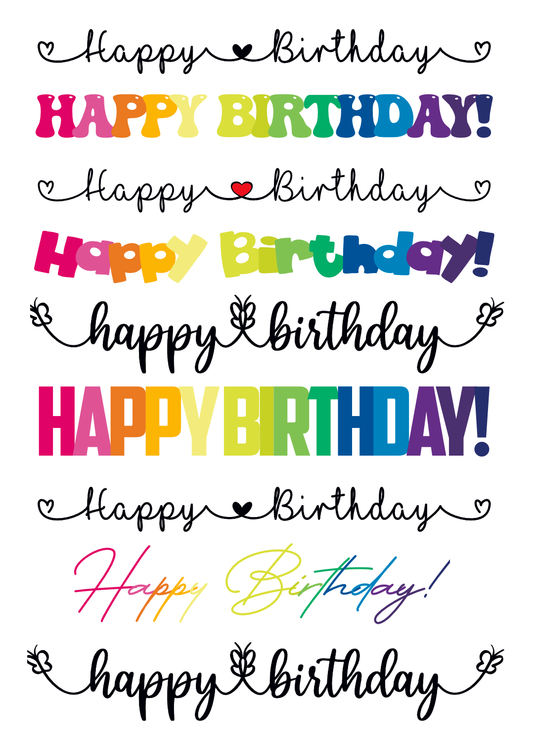 Kerzentattoos - Happy Birthday knallige Farben