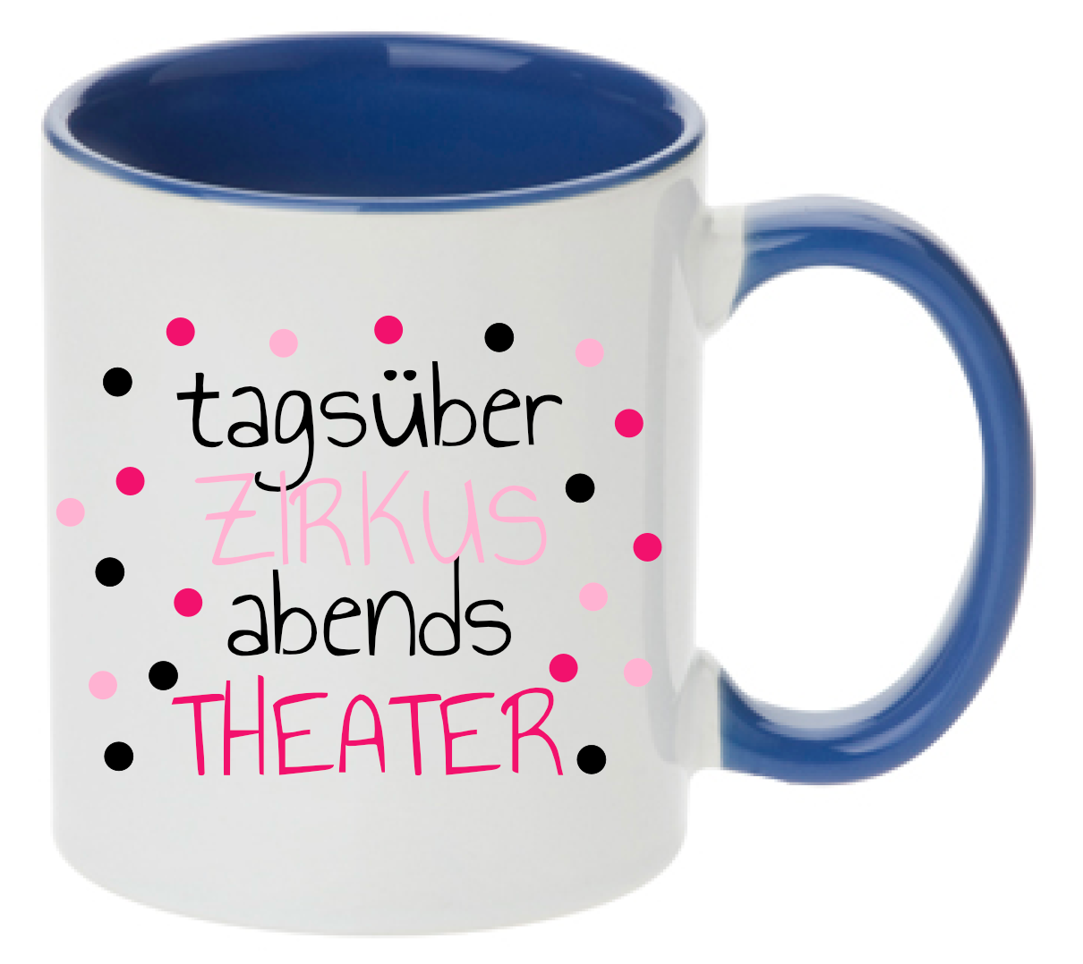Tasse Tagsüber Zirkus abends Punkte lila pink rosa Farbwahl