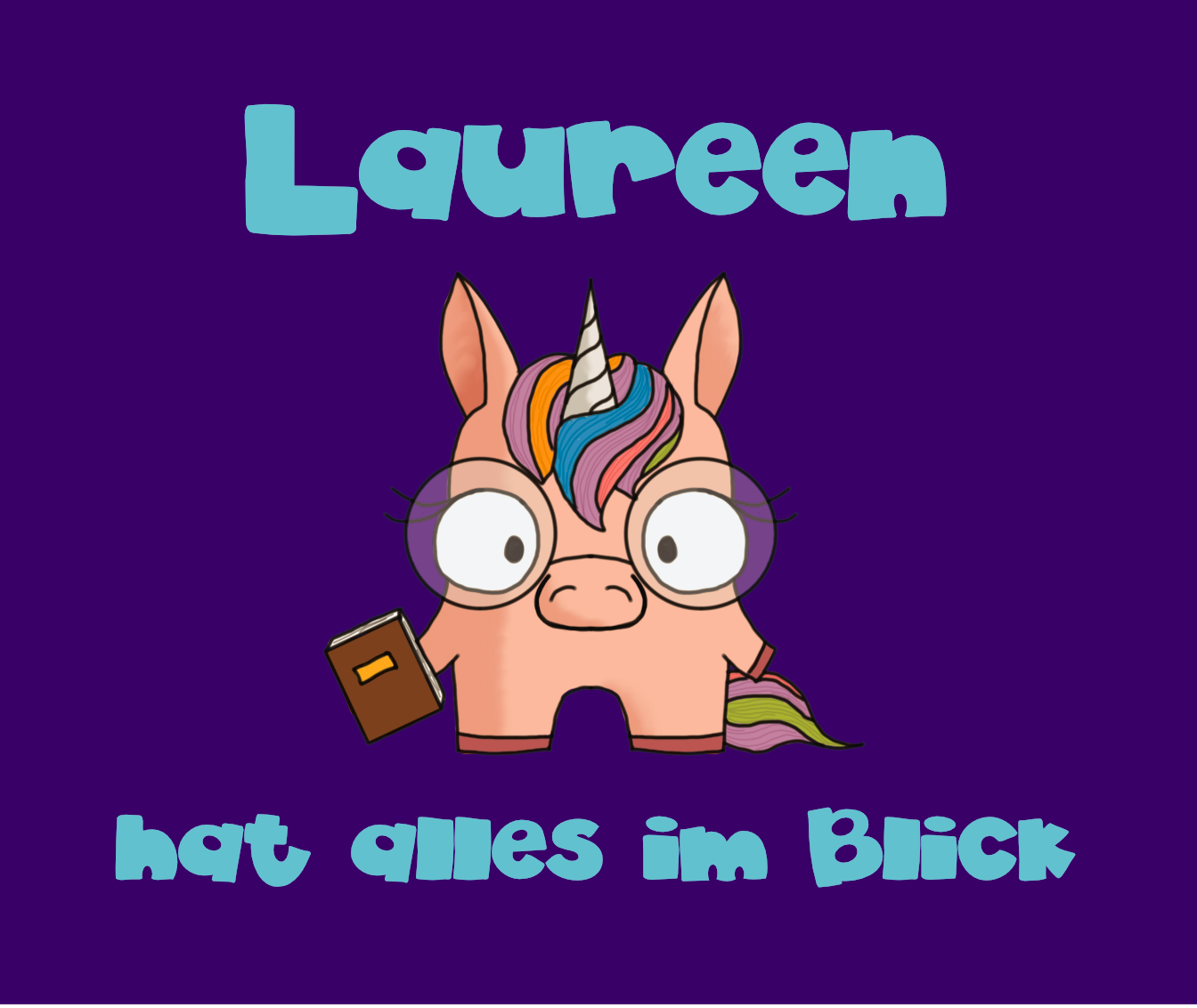 Brillenputztuch - Einhorn hat alles im Blick Lila mit Wunschnamen