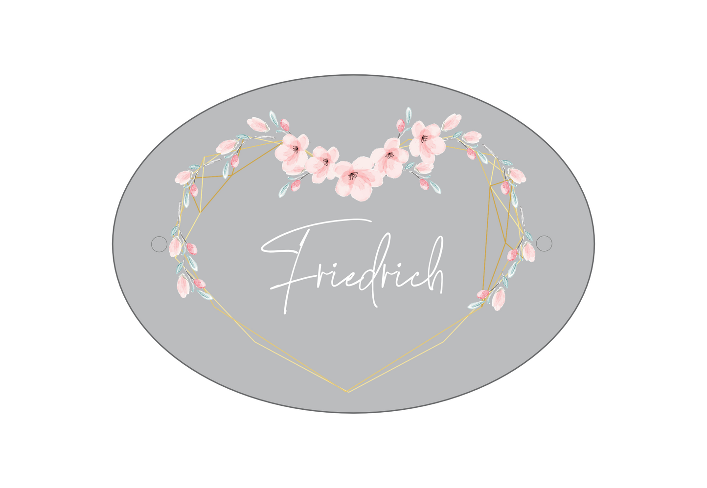 Türschild Familie Friedrich Blumen Herz personalisiert