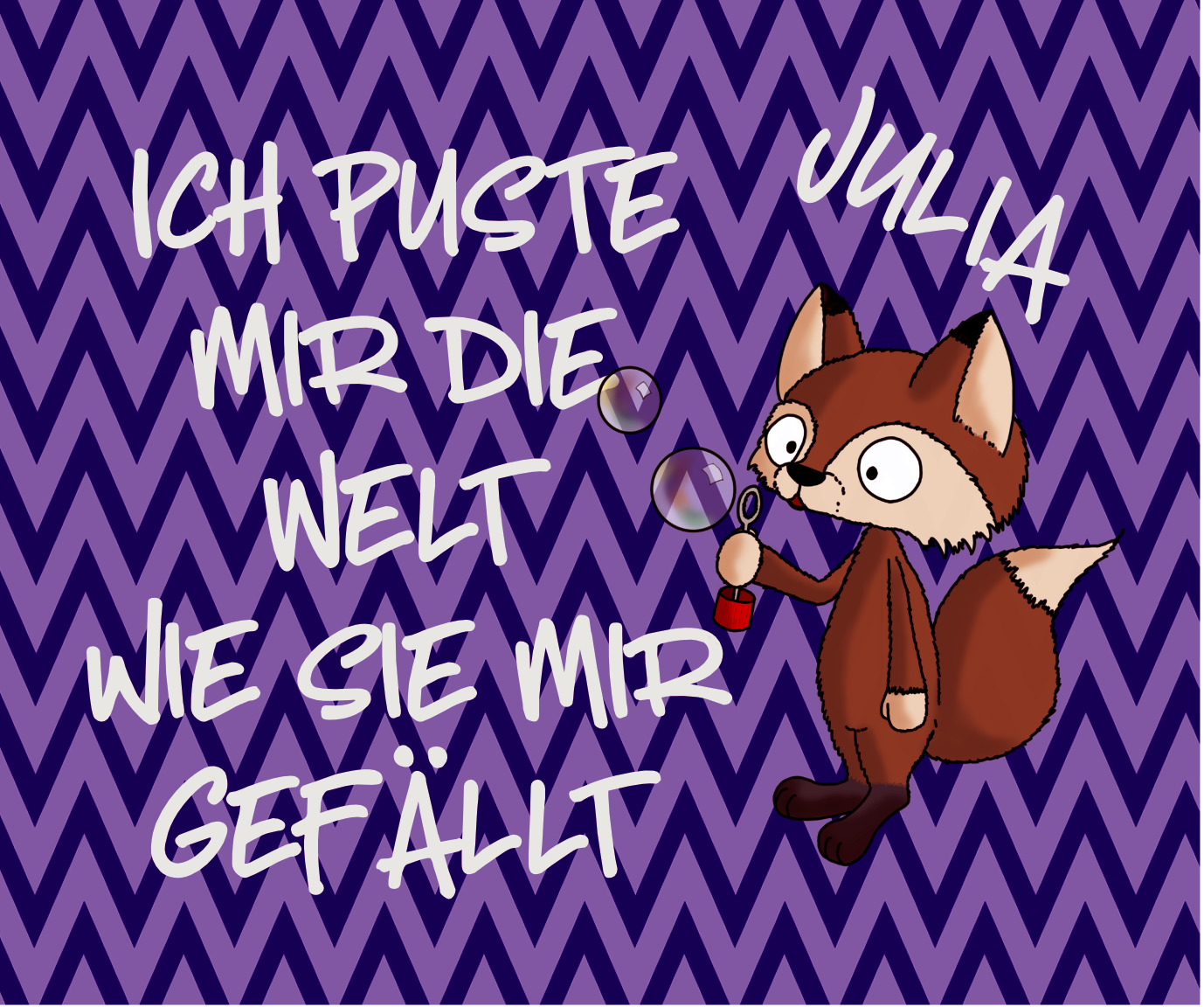 Brillenputztuch - Fuchs Lila Ich puste Mir die Welt wie sie mir gefällt mit Wunschnamen