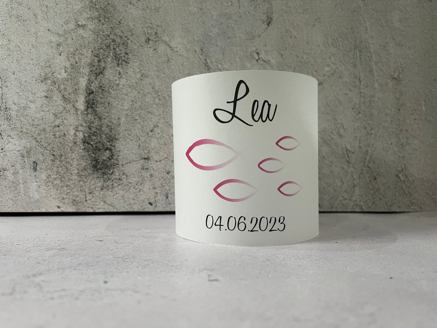 6 x Windlichter Fische klein - individualisiert mit Namen und Datum