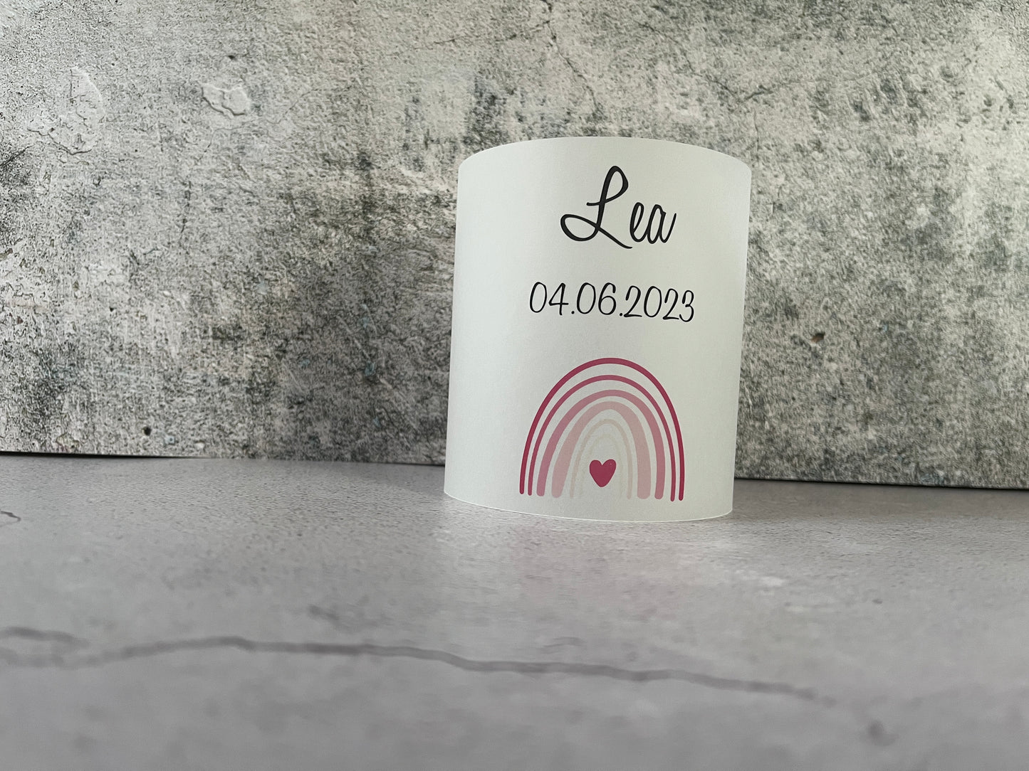 6 x Windlichter Regenbogen klein - individualisiert mit Namen und Datum
