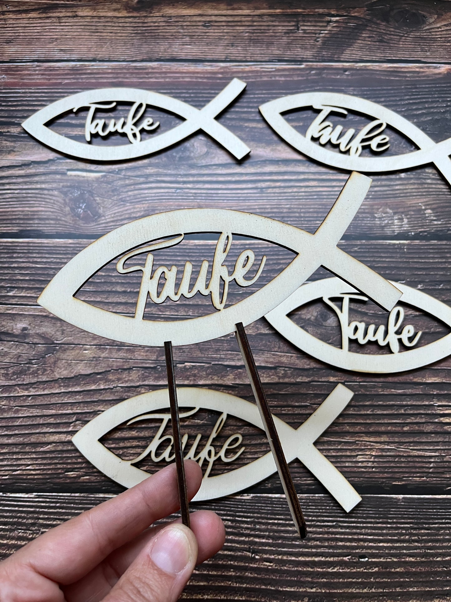 Cake Topper Ichtys Taufe Fisch verschiedene Designs