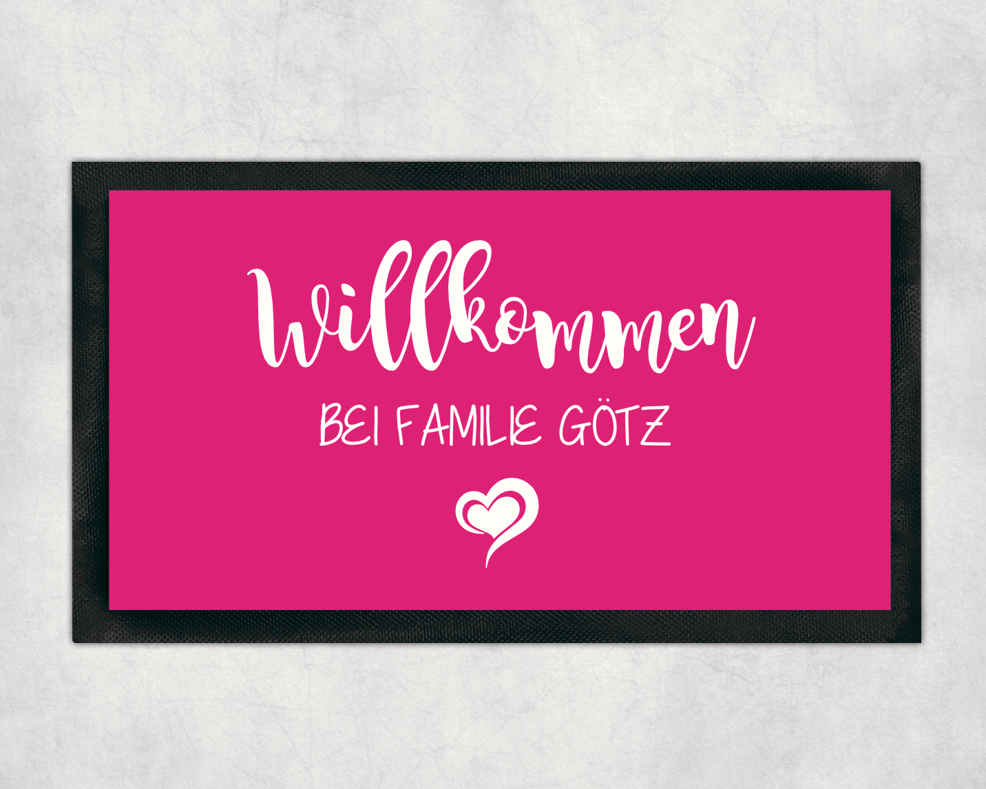 Stufenmatte Willkommen bei Familie und deinem Wunschnamen