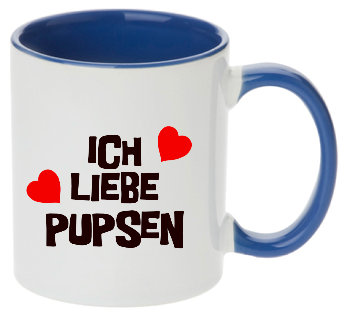 Tasse Ich liebe Pupsen Herzen Farbwahl