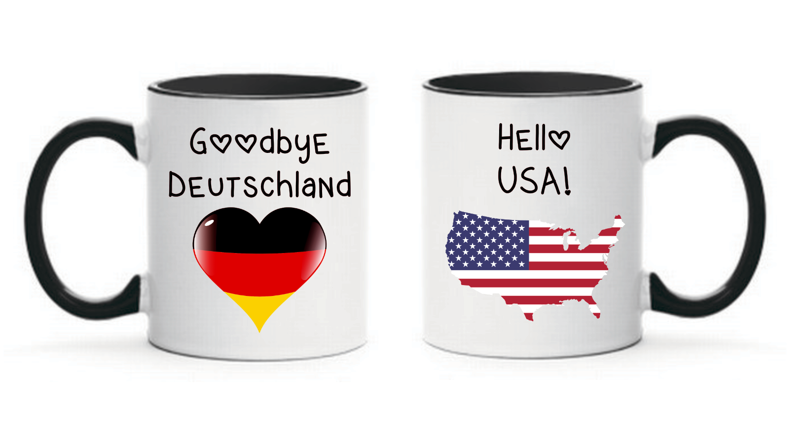 Tasse Goodbye Deutschland Hello USA Farbwahl – Farbwuselei