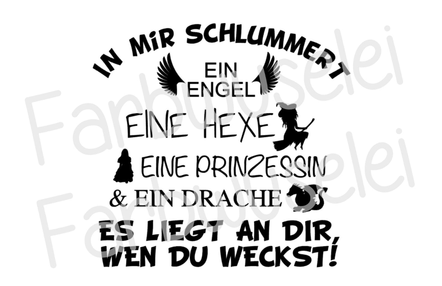 Bügelbild In mir schlummert ein Engel eine Hexe... Farbwahl