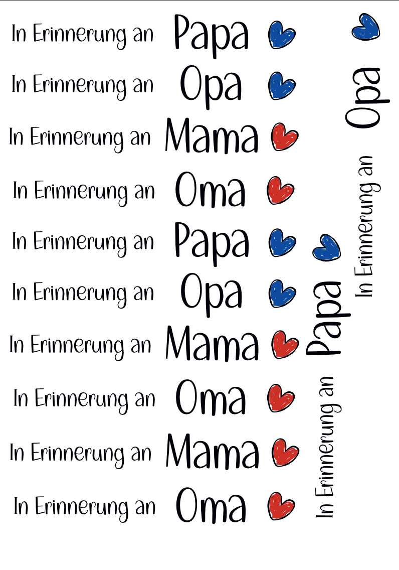 Kerzentattoos - In Erinnerung an Mama Papa Oma Opa