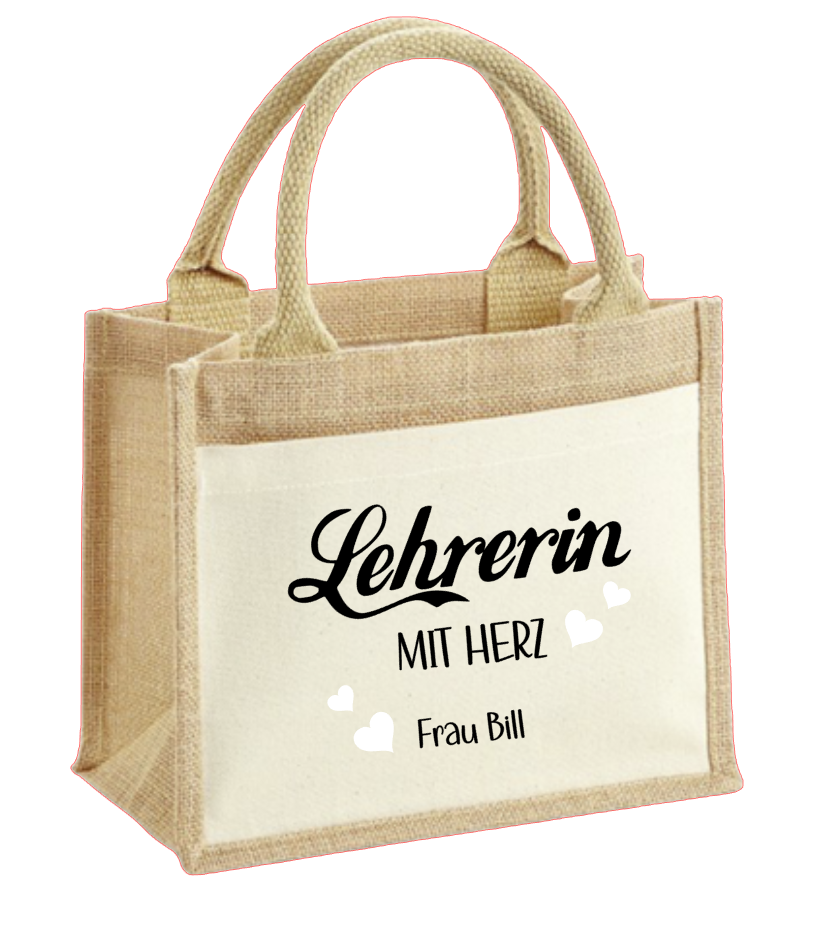 Jutetasche - Lehrerin mit Herz - Tolles Geschenk für Lehrerinnen