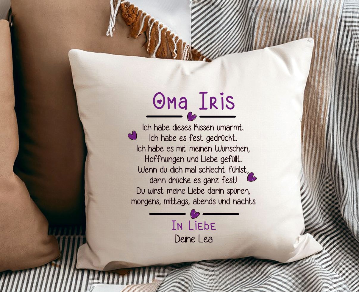 Kissen - Oma Ich habe dieses Kissen umarmt In Liebe Enkel lila