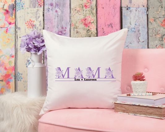 Kissen - Mama mit Namen in floralem Design