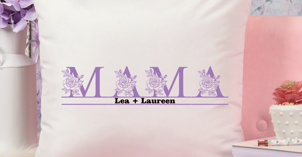 Kissen - Mama mit Namen in floralem Design