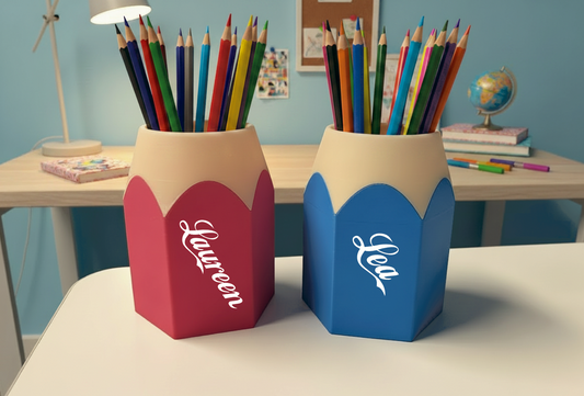 Buntstift Stiftebecher 3D-Druck – personalisierbarer Stifthalter | farbenfroher Schreibtisch Organizer | handgefertigt aus dem 3D Drucker