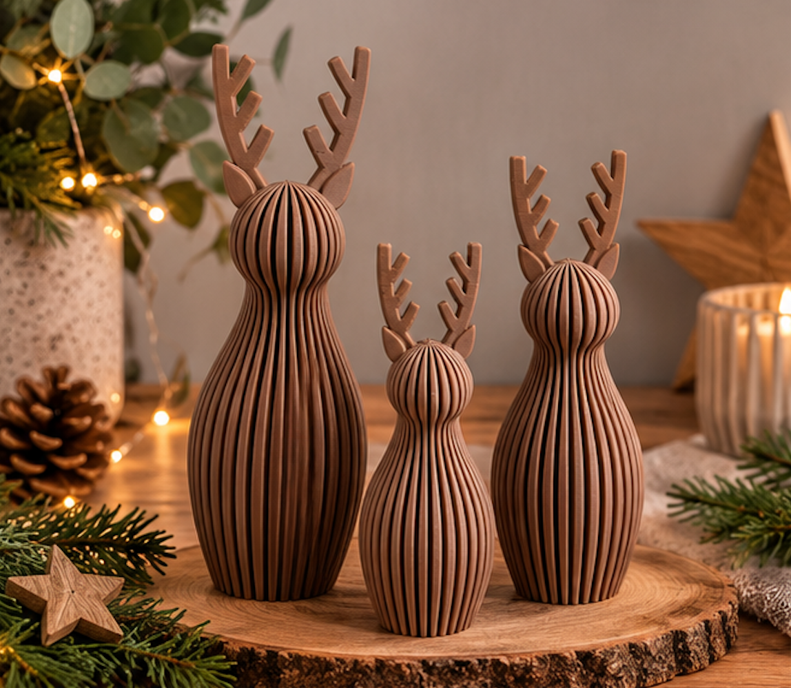 Modernes Rentier Weihnachtsdeko | 3D gedruckte Deko | Japandi Deko | Skandinavische Weihnachtsdeko | Rentier Figur | Winterdeko