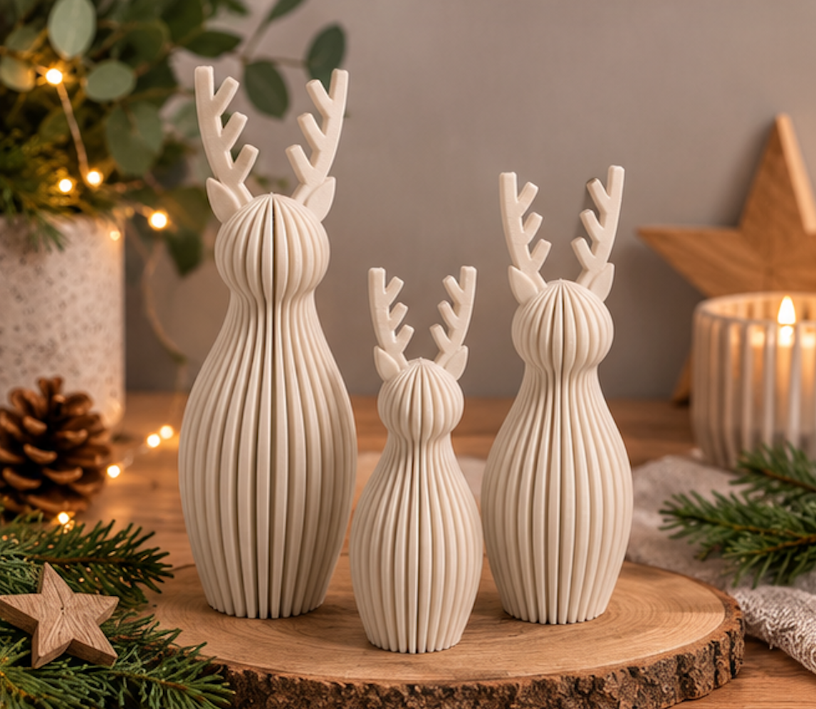 Modernes Rentier Weihnachtsdeko | 3D gedruckte Deko | Japandi Deko | Skandinavische Weihnachtsdeko | Rentier Figur | Winterdeko