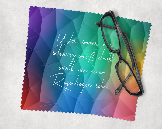 Brillenputztuch schwarz weiß - Regenbogen