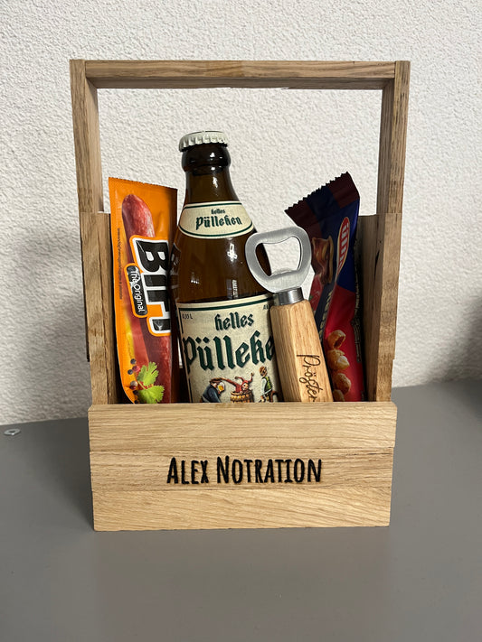 Notration Geschenkkorb für Männer oder Frauen personalisiert individuell gelasert