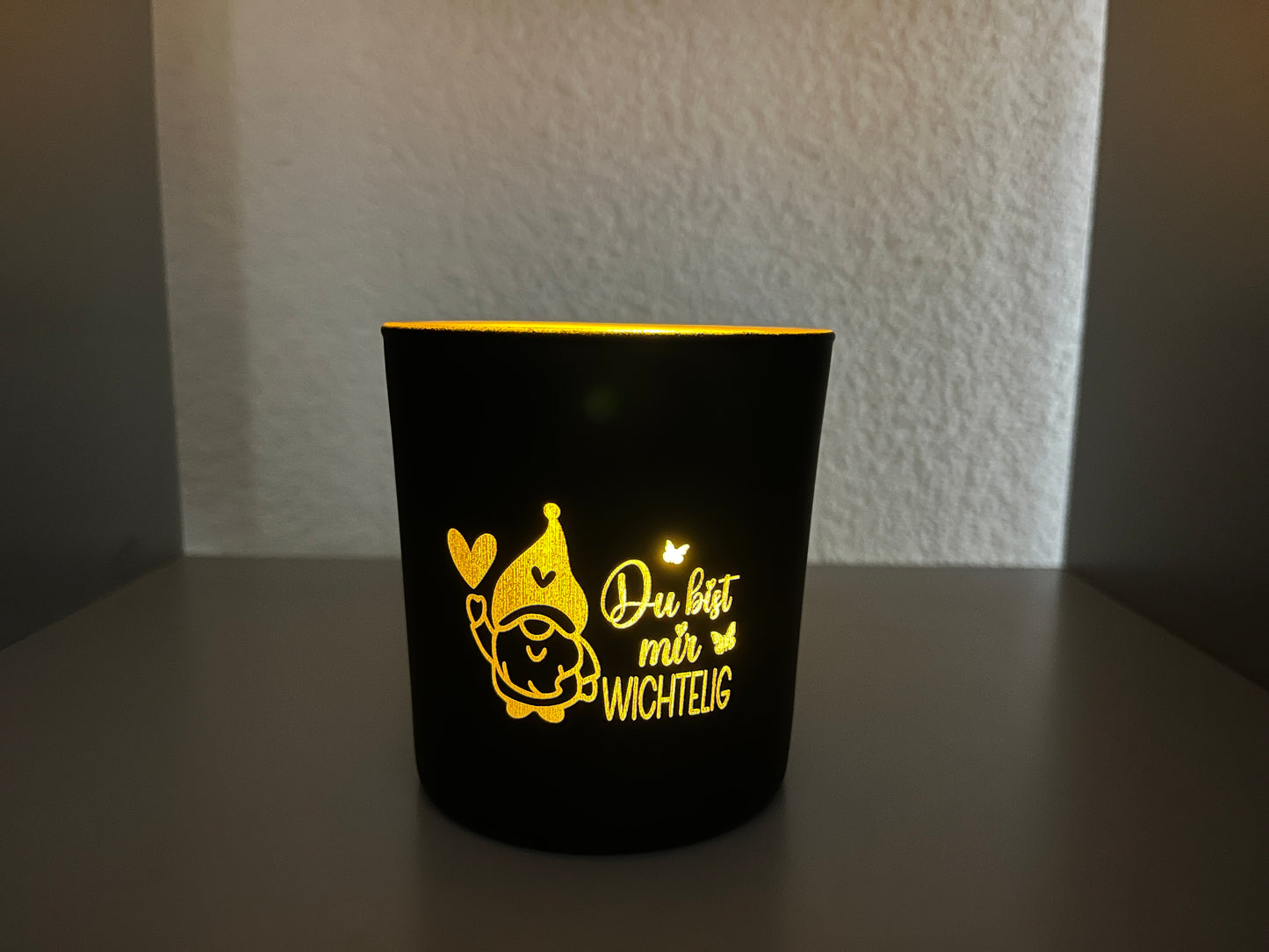 Windlicht Du bist mir wichtelig Kristallglas Geschenk