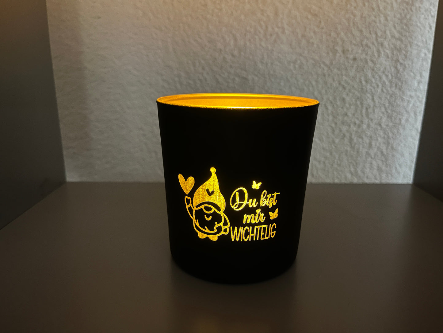 Windlicht Du bist mir wichtelig Kristallglas Geschenk