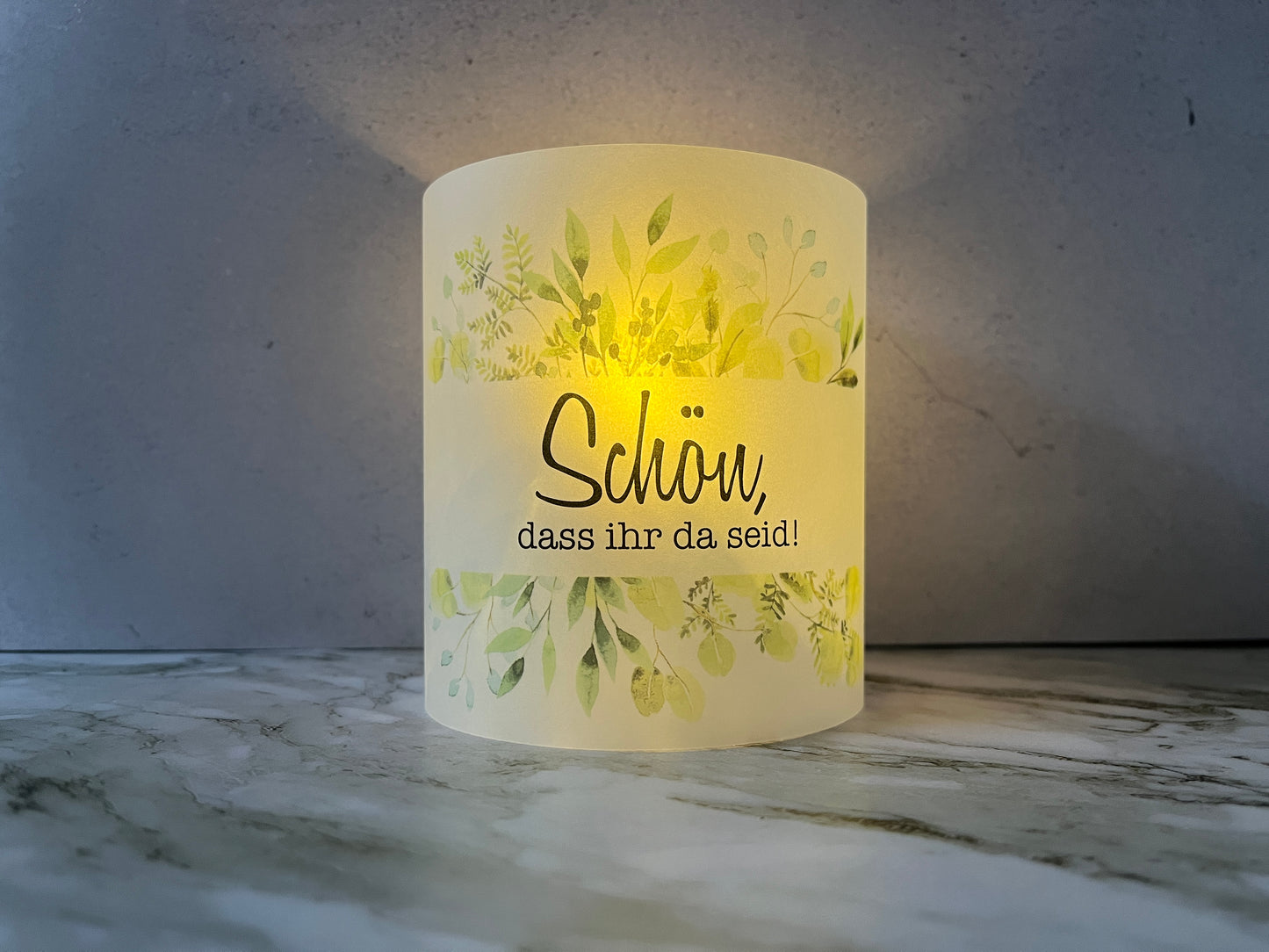 6 x Windlichter Schön, dass ihr da seid Florale Motive