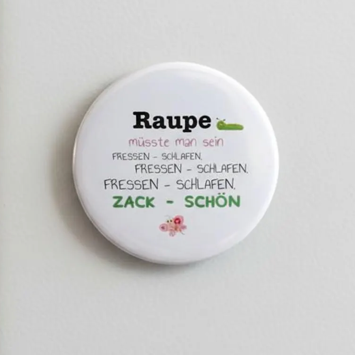 Magnet Raupe müssten man sein Fressen schlafen zack schön Schmetterling Diät