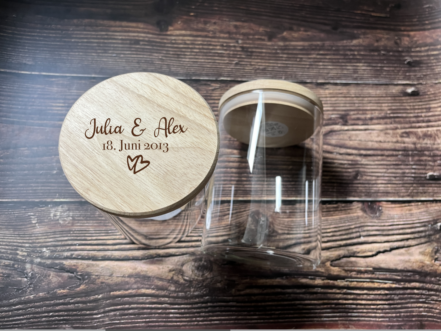 Vorratsglas - Hochzeit mit Namen und Datum personalisiert