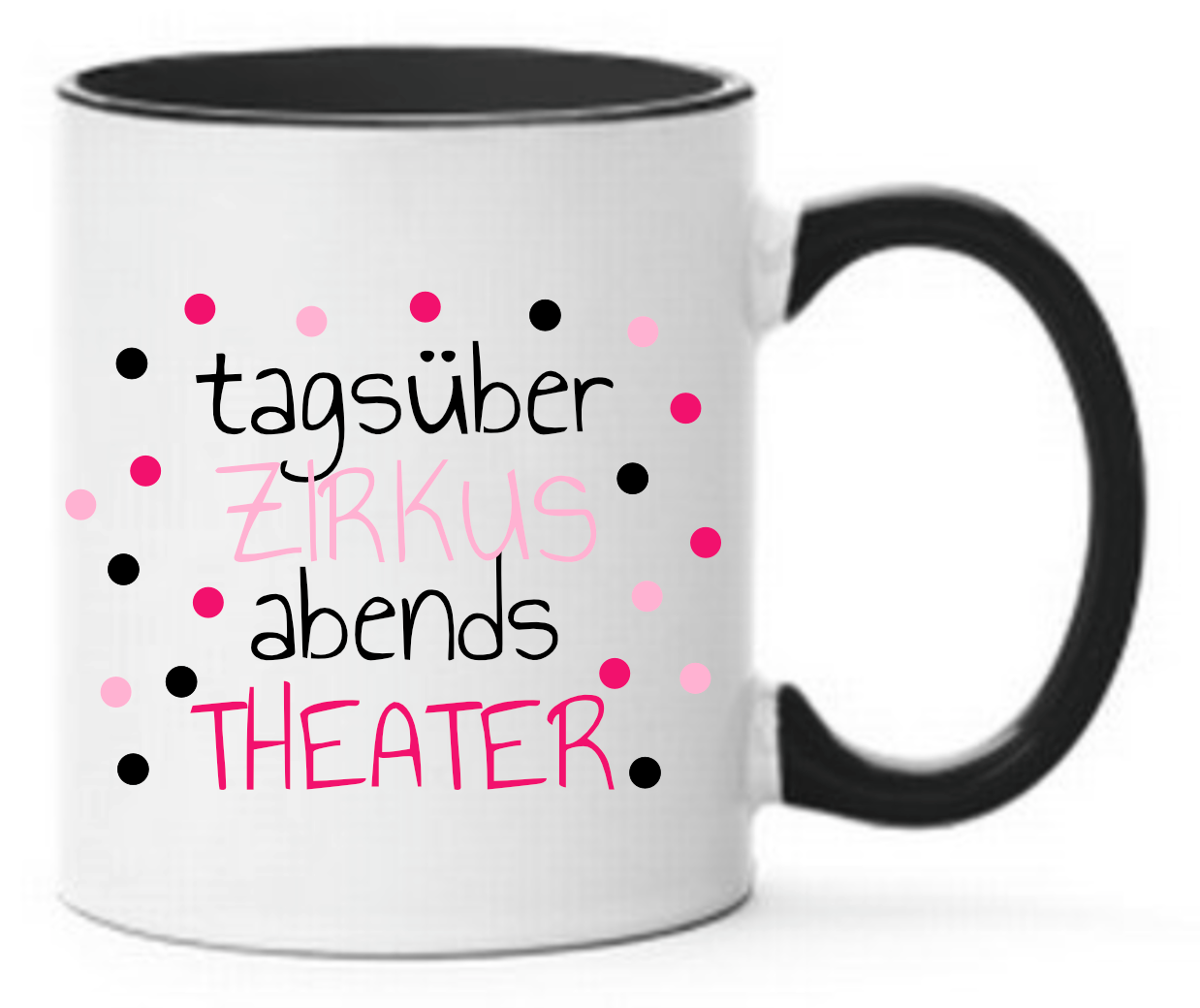 Tasse Tagsüber Zirkus abends Punkte lila pink rosa Farbwahl