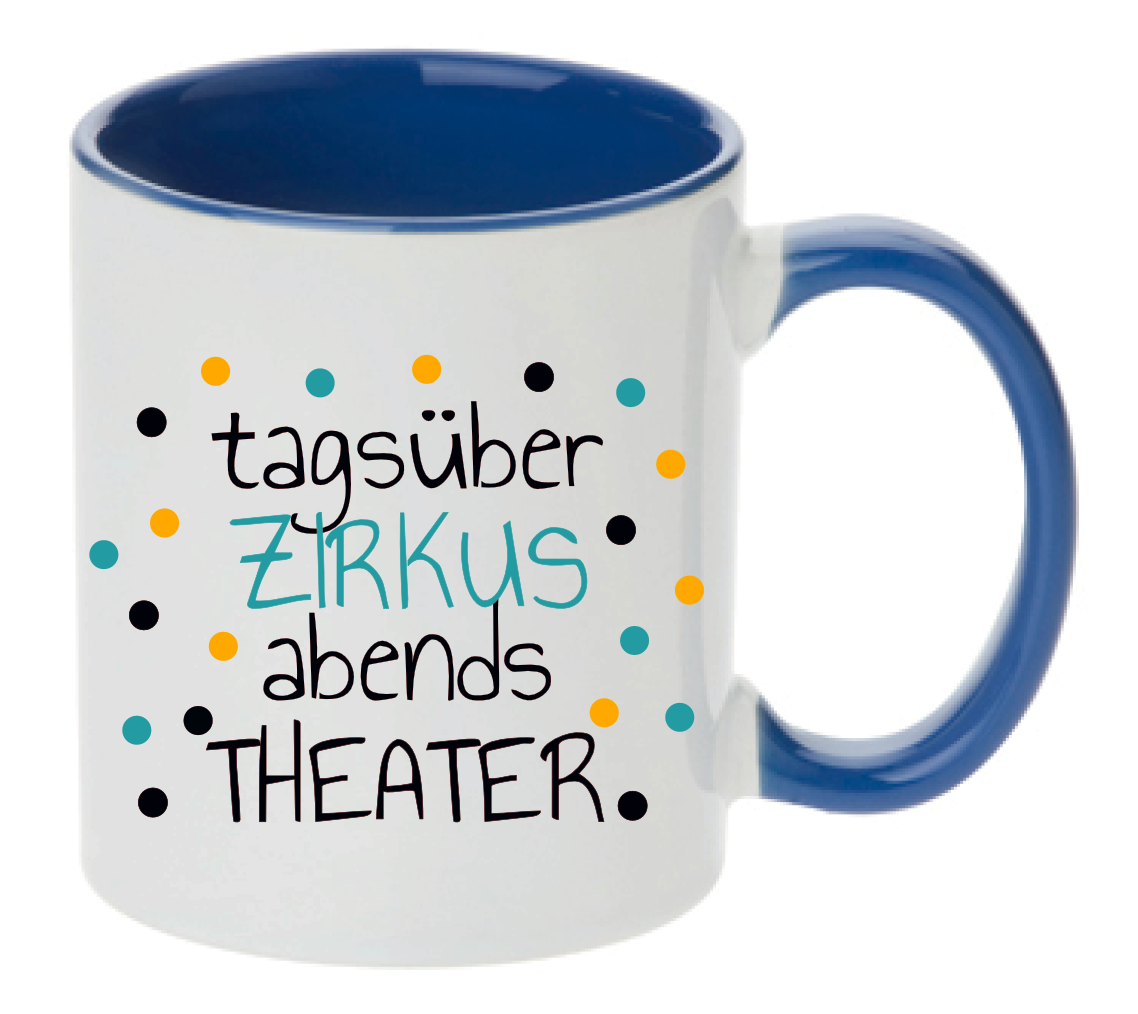 Tasse Tagsüber Zirkus abends Theater Punkte mint orange Farbwahl