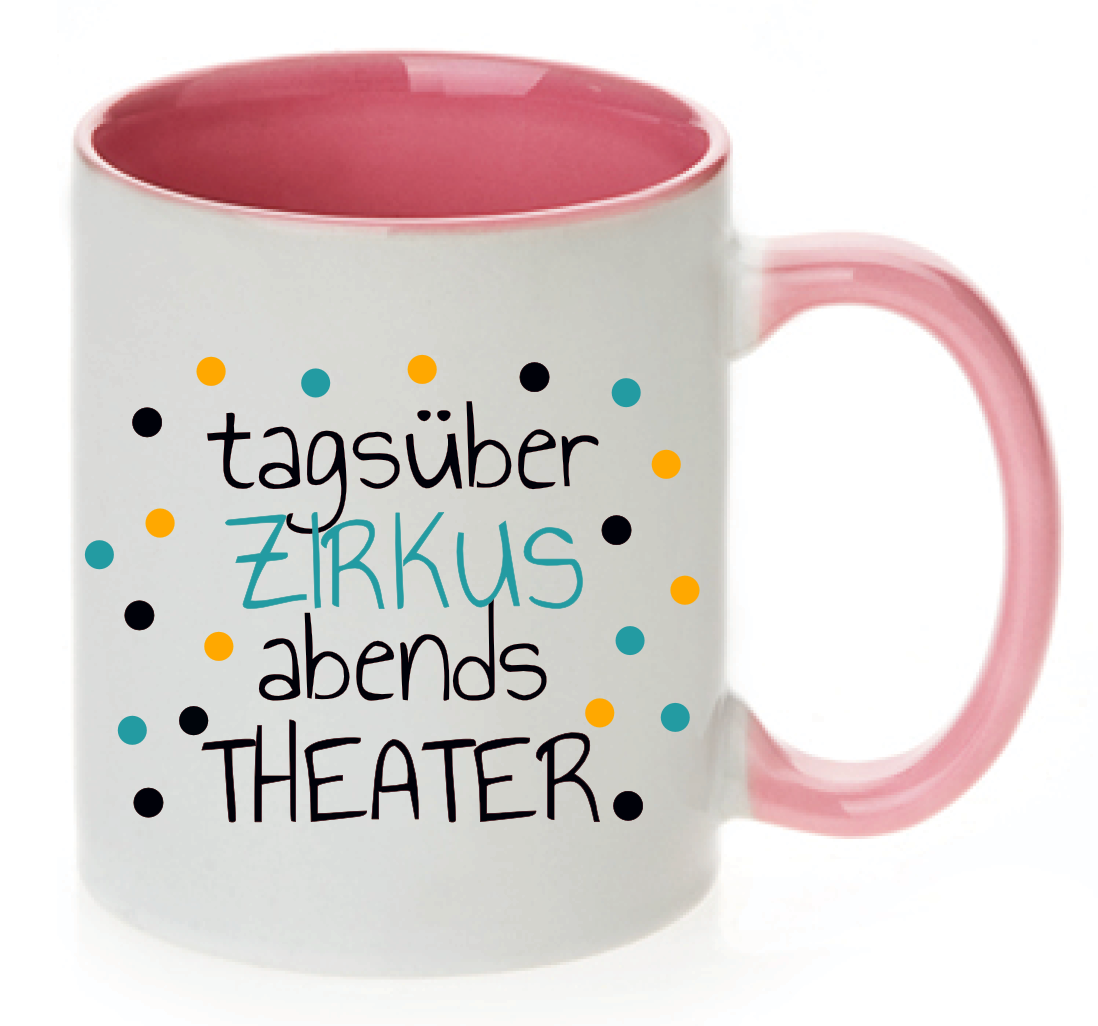 Tasse Tagsüber Zirkus abends Theater Punkte mint orange Farbwahl
