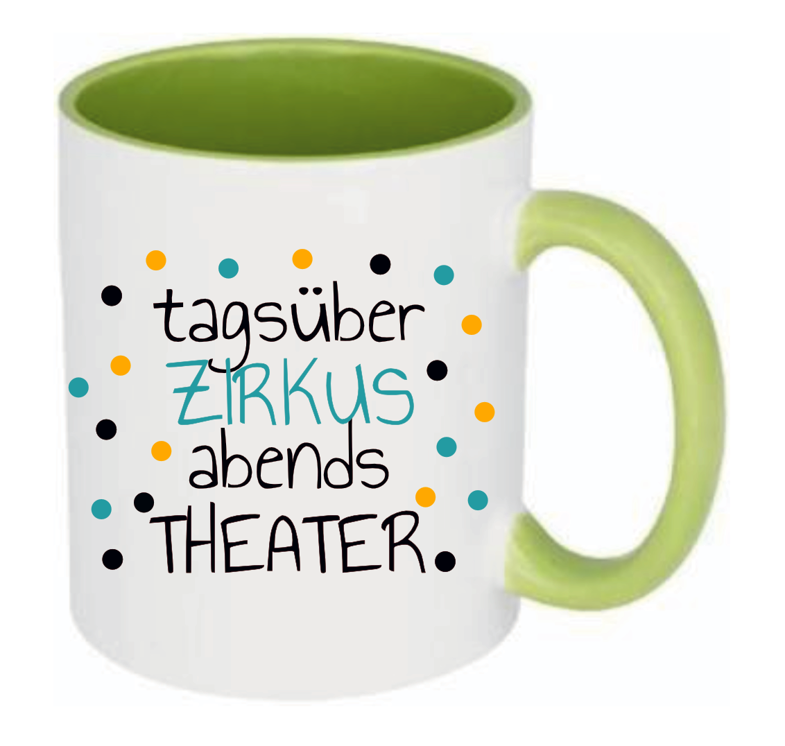 Tasse Tagsüber Zirkus abends Theater Punkte mint orange Farbwahl