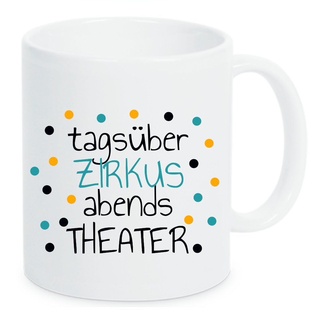 Tasse Tagsüber Zirkus abends Theater Punkte mint orange Farbwahl