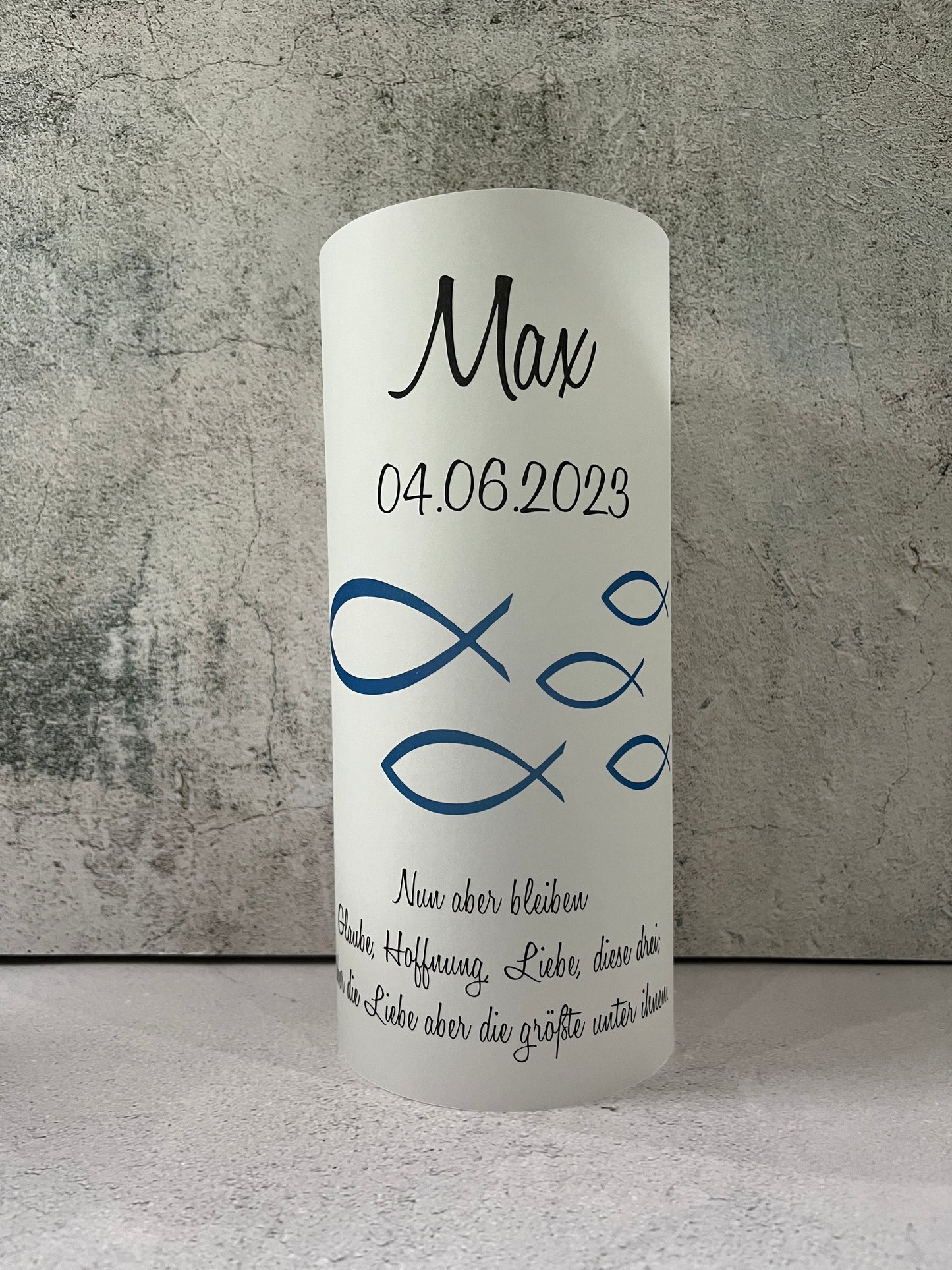 5 x Windlichter Fische - individualisiert mit Namen und Datum