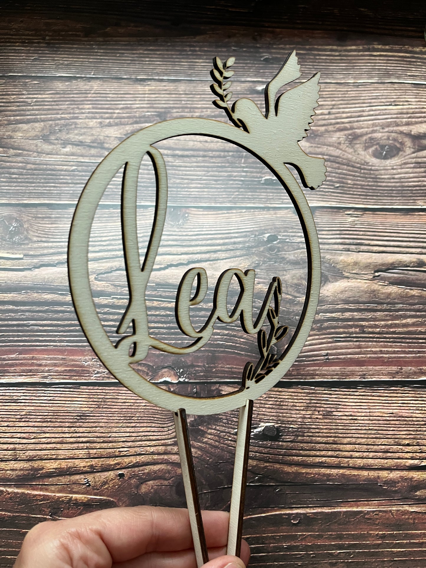 Cake Topper Taube und Zweig individuell personalisiert