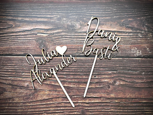 Cake Topper Namen und Herz Hochzeit