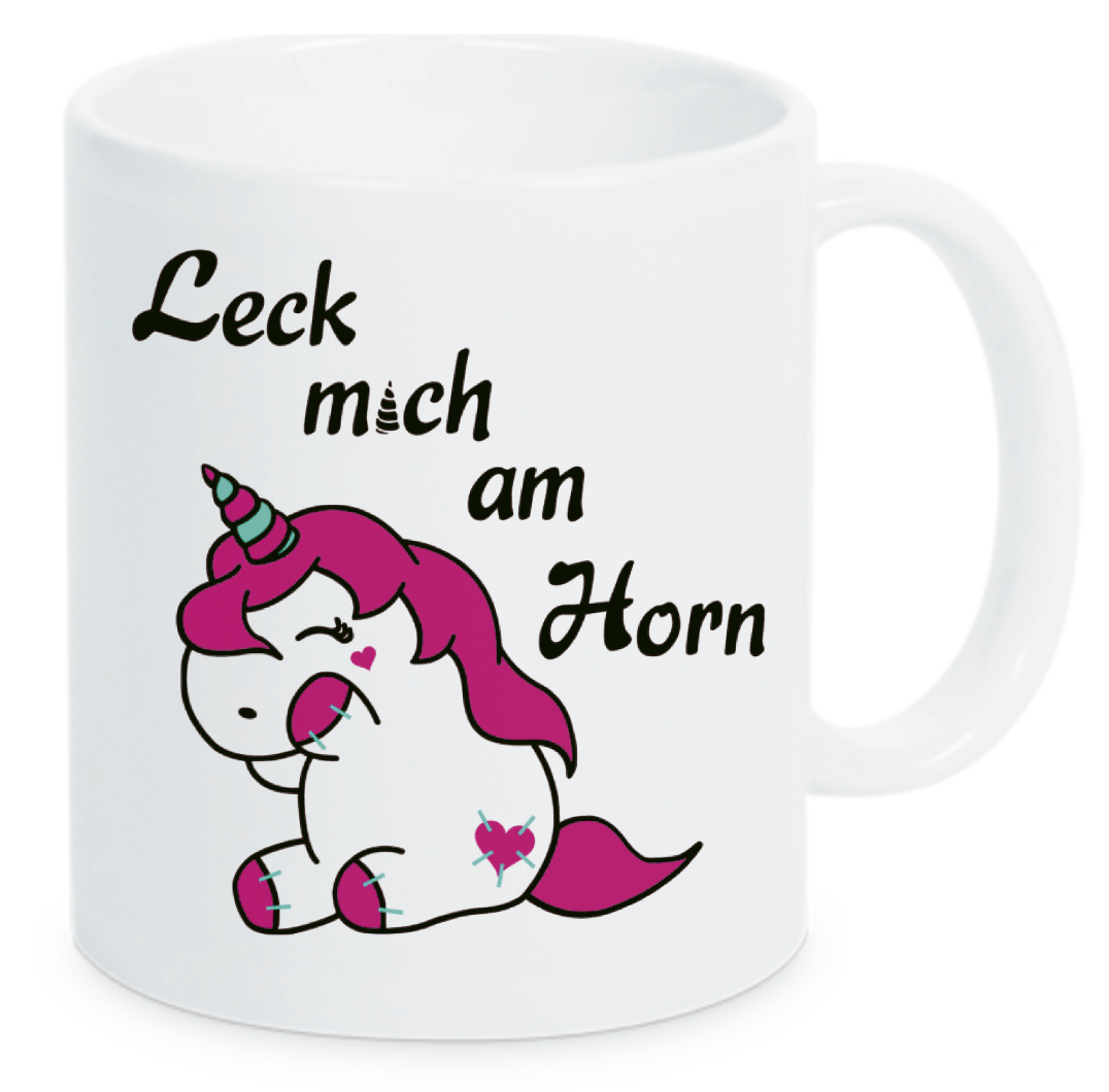 Tasse Leck mich am Horn Einhorn Farbwahl