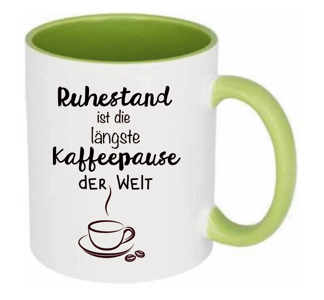 Tasse Ruhestand ist die längste Kaffeepause der Welt Farbwahl