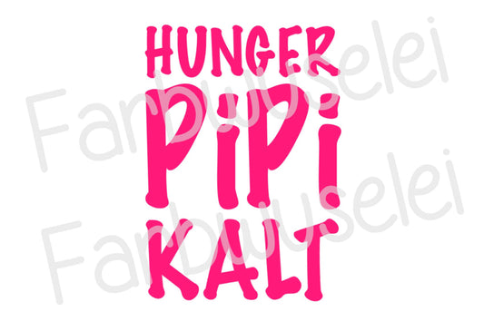 Bügelbild Hunger Pipi Kalt Farbwahl