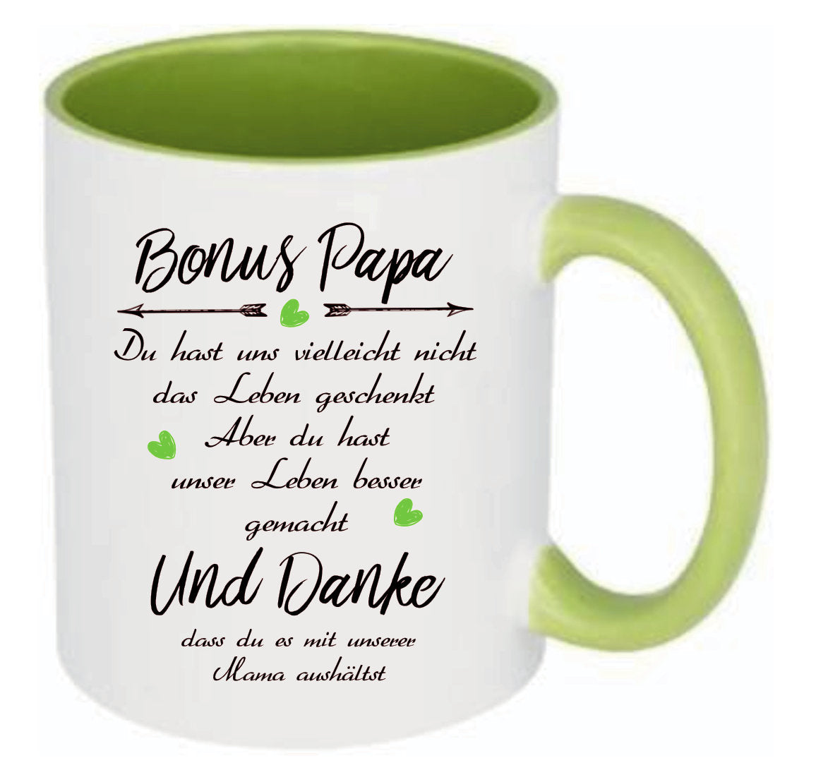 Tasse Unser Bonus Papa Du hast uns vielleicht nicht das Leben geschenkt... Farbwahl