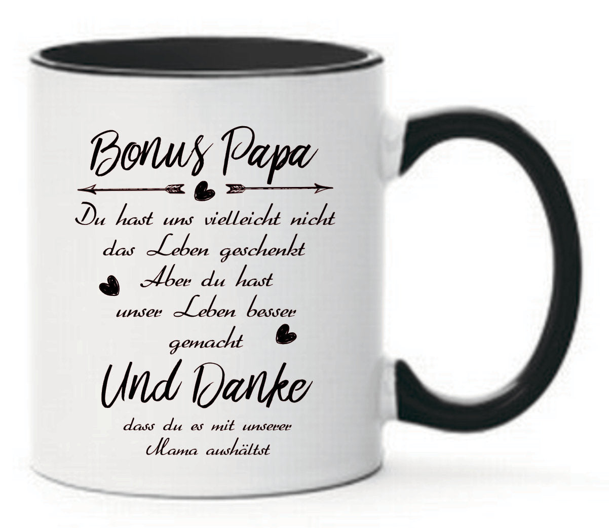 Tasse Unser Bonus Papa Du hast uns vielleicht nicht das Leben geschenkt... Farbwahl