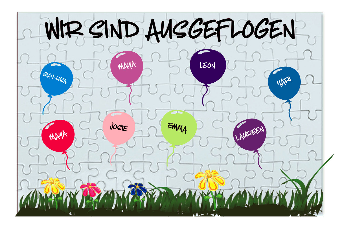 Puzzle Abschied Kindergarten Schule Luftballons Wir sind ausgeflogen 96 Teile Abschiedsgeschenk