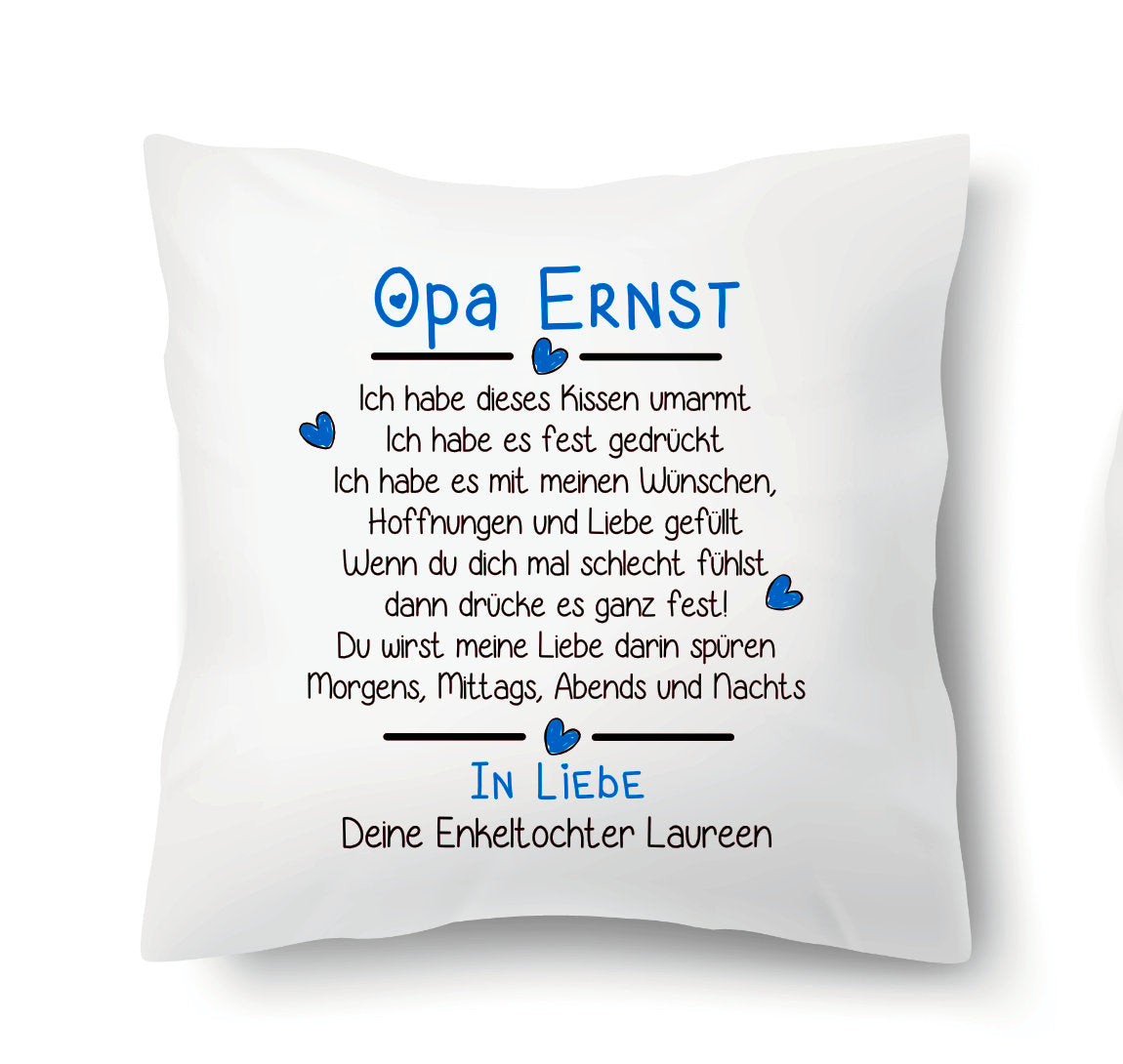 Kissen - Opa Ich habe dieses Kissen umarmt... Blau von Enkel