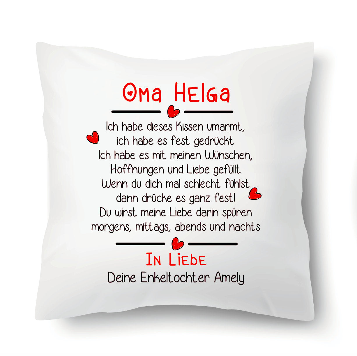 Kissen rot Oma Ich habe dieses Kissen Umarmt In Liebe Enkel